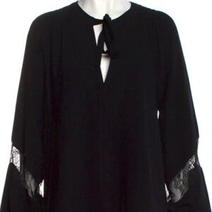 ME+EM Tie Neck Blouse with Lace Inset Sleeves